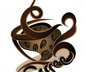 Abstract coffee with cup design vector 06