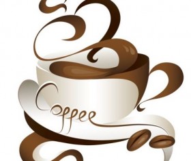 Abstract coffee with cup design vector 07