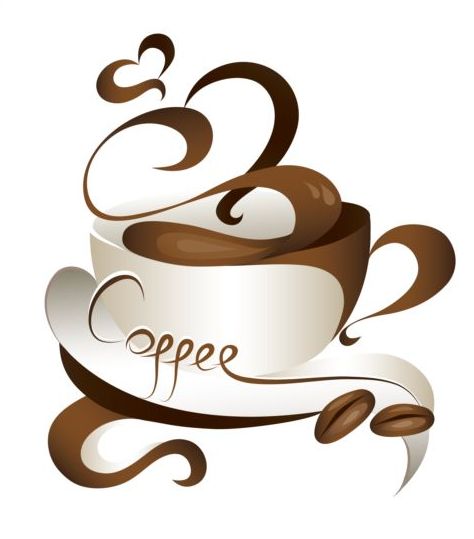 Abstract coffee with cup design vector 07