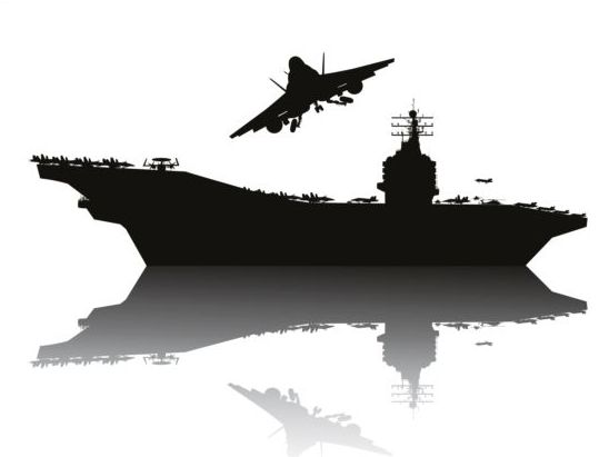Aircraft carrier silhouetter vector 02