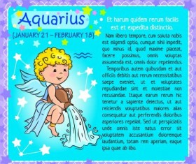 Aquarius zodiac kid card vector