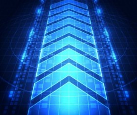 Arrow with blue tech background vector 01