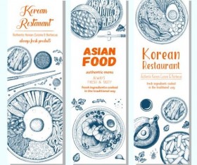 Asian and korean restaurant vertical menu vector