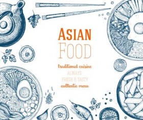 Asian food menu hand drawn vector 01