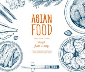 Asian food menu hand drawn vector 02