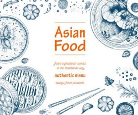 Asian food menu hand drawn vector 03