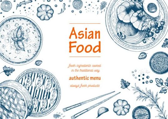 Asian food menu hand drawn vector 03