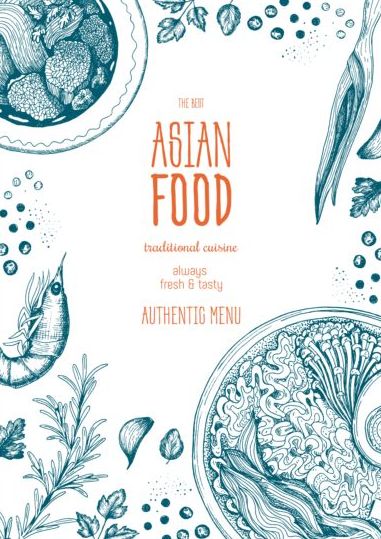 Asian food menu hand drawn vector 04