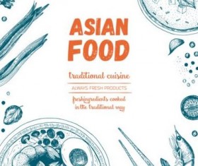 Asian food menu hand drawn vector 05