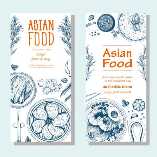 Asian food vertical menu vector material 01