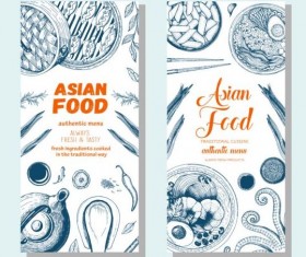 Asian food vertical menu vector material 03