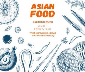 Asian restaurant menu hand drawn vector 02