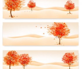 Autumn banners with colorful leaves and tree vector