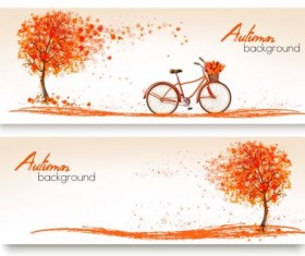 Autumn banners with trees and bike vectors 01