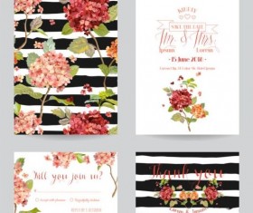 Autumn flower wedding invitation vectors 01