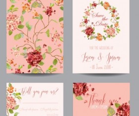 Autumn flower wedding invitation vectors 02