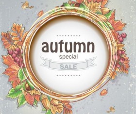 Autumn frame with sale vector material 01