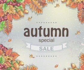 Autumn frame with sale vector material 02