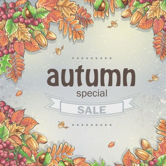 Autumn frame with sale vector material 02