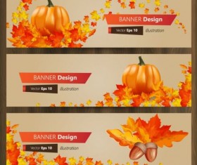 Autumn leaves and pumpkins vector banners vector