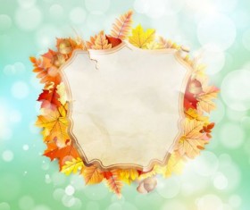 Autumn leaves frame with blurs background vector 04