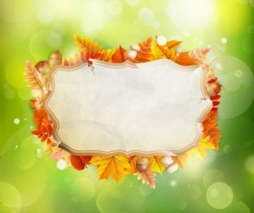Autumn leaves frame with blurs background vector 09