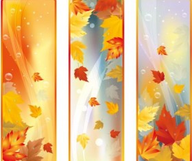 Autumn leaves with bubble vector banners