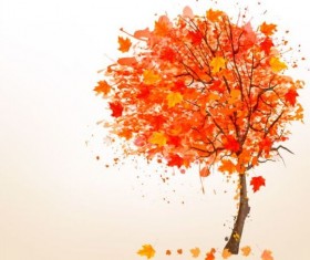 Autumn leaves with tree vector background