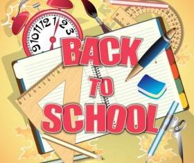 Back to school background with notebook vector 01