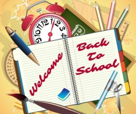 Back to school background with notebook vector 02