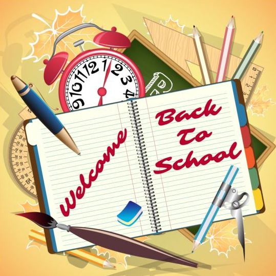 Back to school background with notebook vector 02