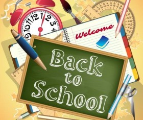 Set of Back to School elements background vector 05 - Vector Background ...