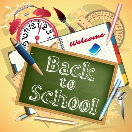 Back to school background with notebook vector 04