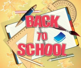 Back to school background with notebook vector 05