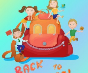 Back to school background with school bag vector