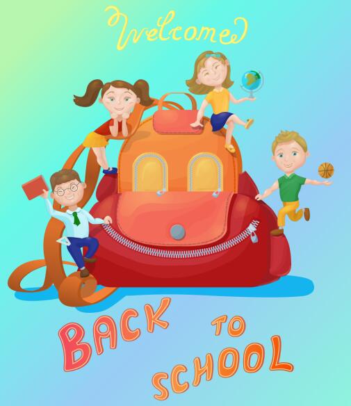 Back to school background with school bag vector