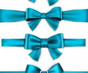 Beautiful blue bow design vector set 01