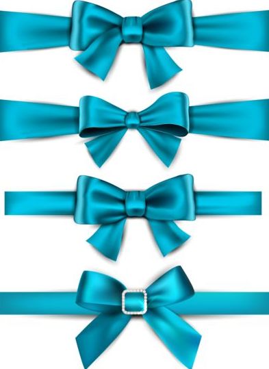 Beautiful blue bow design vector set 01