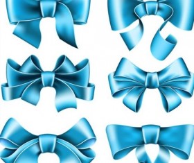 Beautiful blue bow design vector set 02
