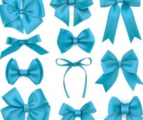 Beautiful blue bow design vector set 03