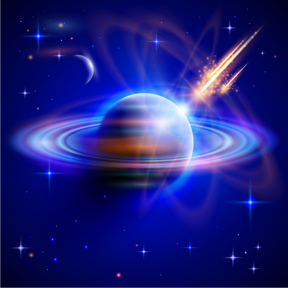 Beautiful planet with blue background vector