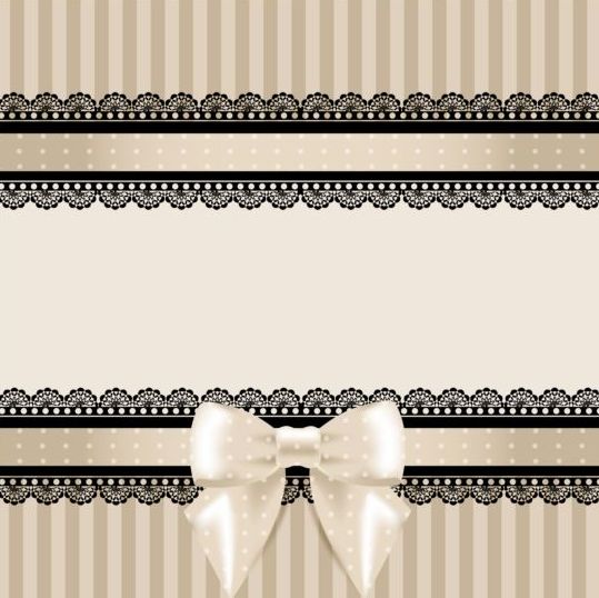 Beige cards with black lace and bow vector