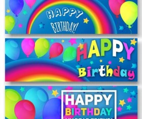Birthday balloon and rainbow vector banners