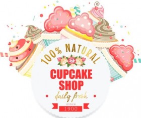 Birthday cupcake shop vector material