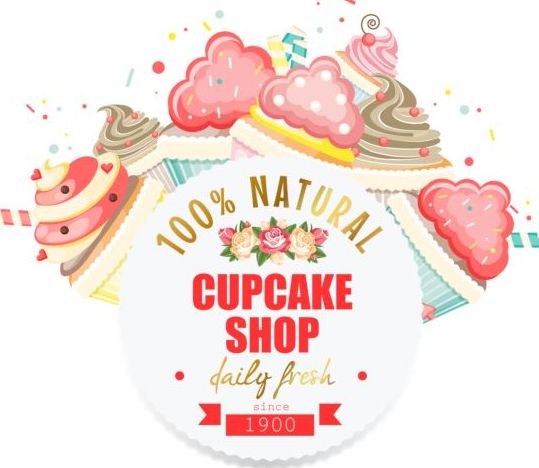 Birthday cupcake shop vector material