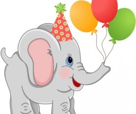 Birthday elephant with balloons vector