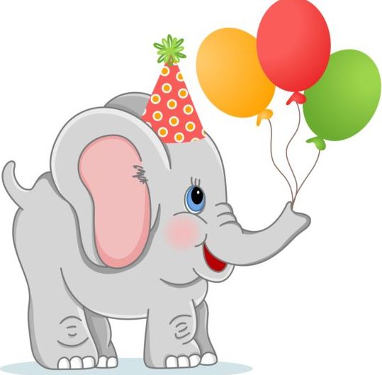 Birthday elephant with balloons vector