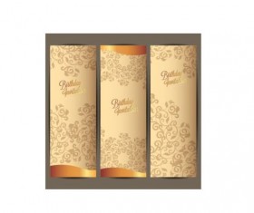 Birthday invitation card with golden floral vector 01