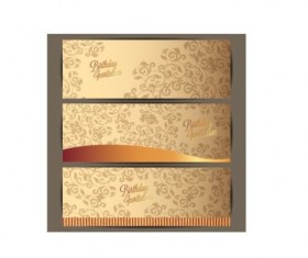 Birthday invitation card with golden floral vector 02