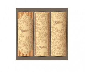 Birthday invitation card with golden floral vector 04